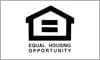 A black and white image of an equal housing opportunity logo.