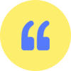 A blue quotation mark on a yellow background